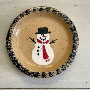 Three Rivers Pottery Vintage Trinket Dish in Snowman Motif